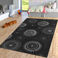 Boho Area Rug: Exotic Black and White Design, Washable, Non-Slip