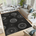 Boho Area Rug: Exotic Black and White Design, Washable, Non-Slip