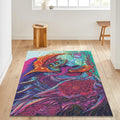 Abstract Art Area Rug: Colorful Non-Slip Boho Living Room Carpet