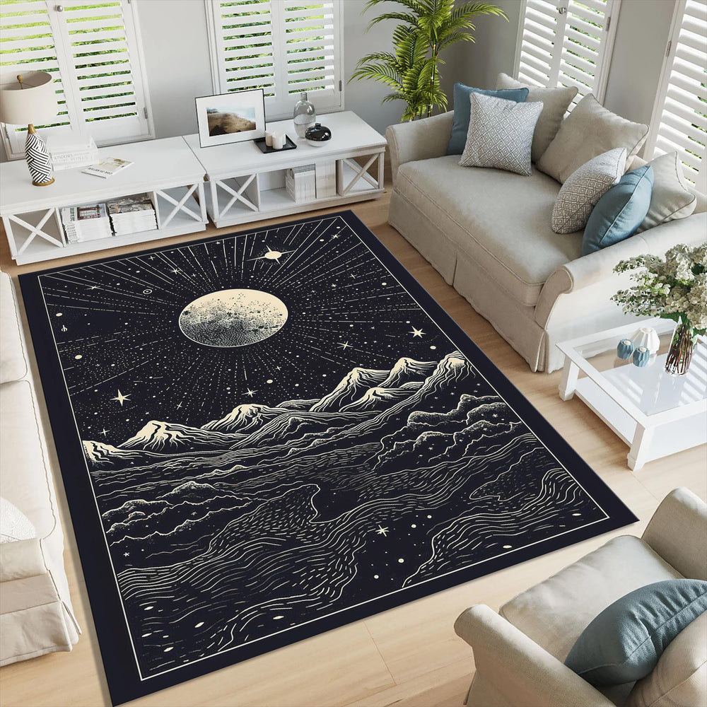 Moonscape Area Rug: Mystical Black Hole Design