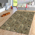 Oriental Area Rug: Boho Floral Design, Non-Slip Washable Rug