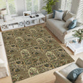 Oriental Area Rug: Boho Floral Design, Non-Slip Washable Rug