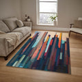 Abstract Art Area Rug: Geometric Lines, Boho Living Room Decor