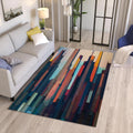 Abstract Art Area Rug: Geometric Lines, Boho Living Room Decor