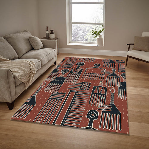 African Art Rug: Boho Living Room Decor
