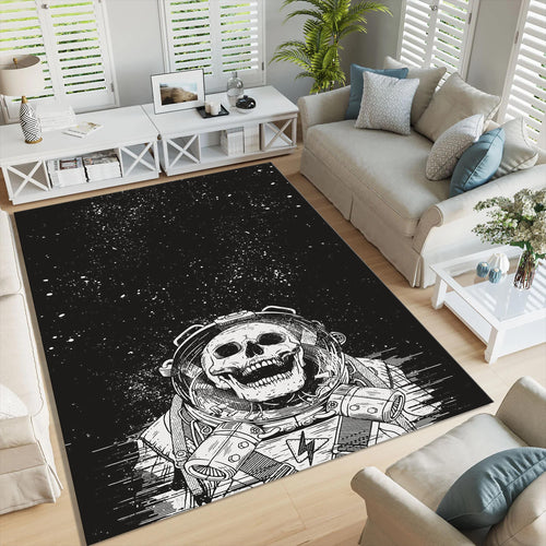 Astronaut Skull Rug: Gothic Home Decor, Non-Slip Floor Carpet
