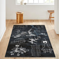 Space Rocket Blueprint Rug: Modern Science Theme Art Rug