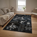 Space Rocket Blueprint Rug: Modern Science Theme Art Rug