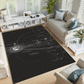 Saturn Decor Rug: Universe Area Rug, Non-Slip Washable Mat