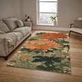 Floral Area Rug: Orange Blossom Abstract Design, Non-Slip