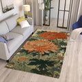 Floral Area Rug: Orange Blossom Abstract Design, Non-Slip