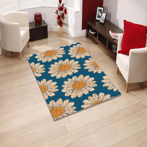 Daisy Pattern Area Rug: Modern Floral Decor, Non-Slip