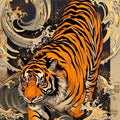 Bengal Tiger Rug: Exquisite Printed Persian Carpet