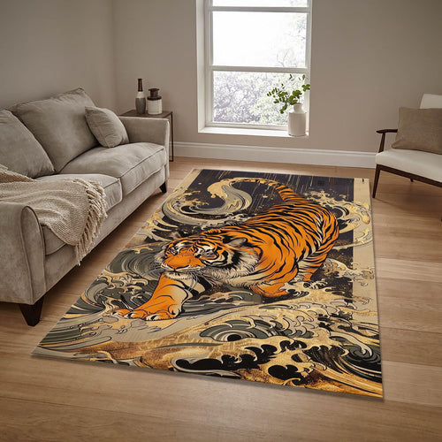 Bengal Tiger Rug: Exquisite Printed Persian Carpet
