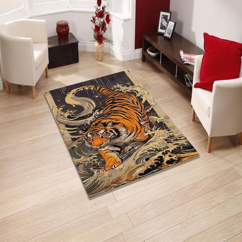Bengal Tiger Rug: Exquisite Printed Persian Carpet