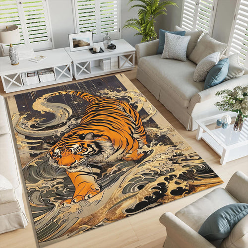Bengal Tiger Rug: Exquisite Printed Persian Carpet