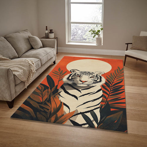 Bengal Tiger Printed Rug: Non-Slip Living Room Carpet