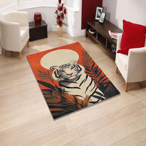 Bengal Tiger Printed Rug: Non-Slip Living Room Carpet