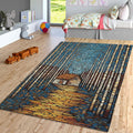 Cabin in Woods Area Rug: Abstract Art, Non-Slip Design
