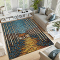 Cabin in Woods Area Rug: Abstract Art, Non-Slip Design