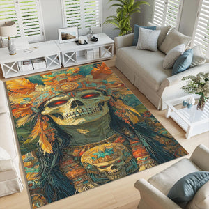 Gothic Skull Area Rug, Vibrant Skeleton Home Decor