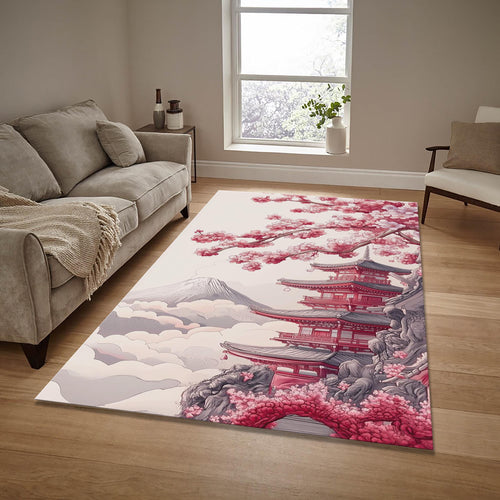 Cherry Blossom Rug: Japanese Sakura Spring Home Decor
