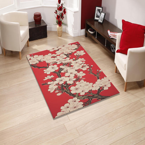 Cherry Blossom Area Rug Japanese Sakura Spring Living Room Carpet