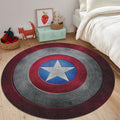 Captain America Rug, Avenger Decor Rug, Round Rug, Navy Decor