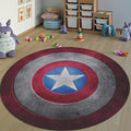 Captain America Rug, Avenger Decor Rug, Round Rug, Navy Decor