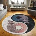 Yin Yang Gothic Round Rug Skull Aesthetic Kitchen Living Room