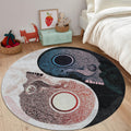 Yin Yang Gothic Round Rug Skull Aesthetic Kitchen Living Room