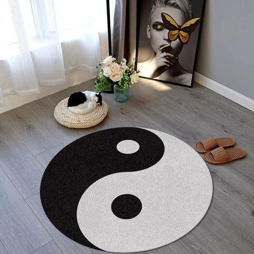 Yin Yang Round Rug, Non-Slip, Japanese Style