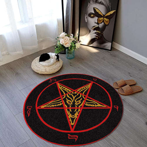 Mystical Astrology Round Rug Witchy Occult Kitchen Yoga Circle