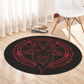 Satanic Goat Pentagram Round Rug, Non-Slip Horror Devil Carpet