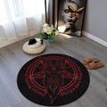 Satanic Goat Pentagram Round Rug, Non-Slip Horror Devil Carpet