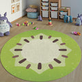 Kiwi Round Rug Fruit Kids Playroom Circle Carpet Washable
