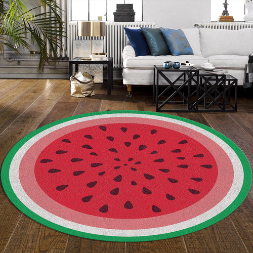 Watermelon Round Rug Fruit Kids Playroom Circle Carpet Washable