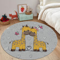 Giraffe Round Nursery Rug Safari Animal Kids Playroom Circle Mat