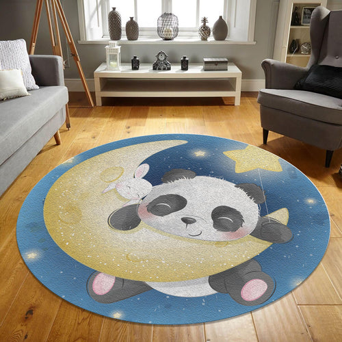 Panda Nursery Rug: Moon & Stars Baby Room Decor