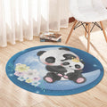 Panda Nursery Round Rug, Baby Room Play Mat, Kids Room Rug