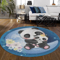 Panda Nursery Round Rug, Baby Room Play Mat, Kids Room Rug