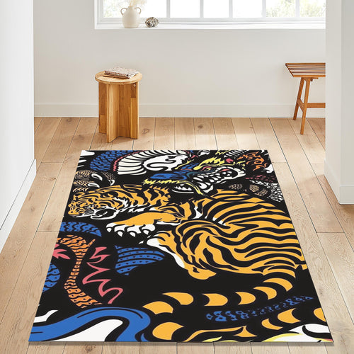 Tiger & Dragon Area Rug: Gothic Animal Print Carpet