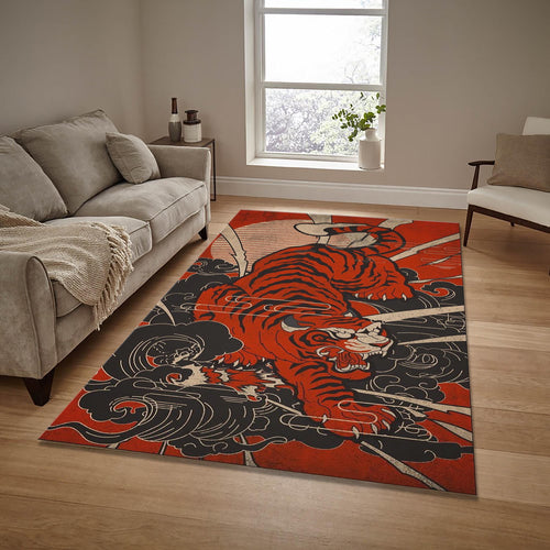 Tiger Area Rug, Gothic Animal Print, House Decoration