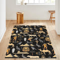 Egyptian Rug: Hieroglyphs, Pyramids, Anubis Design