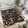 Egyptian Rug: Hieroglyphs, Pyramids, Anubis Design