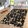Egyptian Rug: Hieroglyphs, Pyramids, Anubis Design
