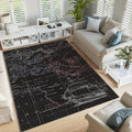 World Map Rug: Rustic Ship Design, Decorative Area Carpet
