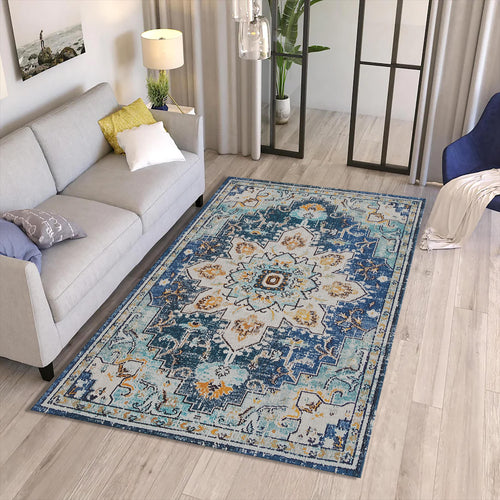 Turkish Medallion Rug: Vintage-Style Boho Chic Home Decor