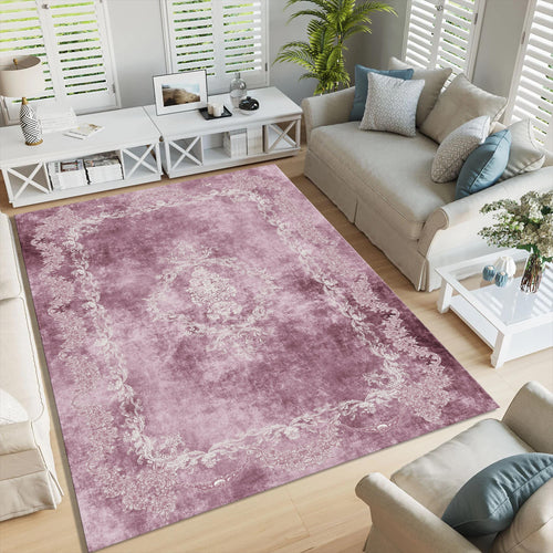 Vintage Turkish Oushak Rug: Boho Chic Home Decor, Pink Rug