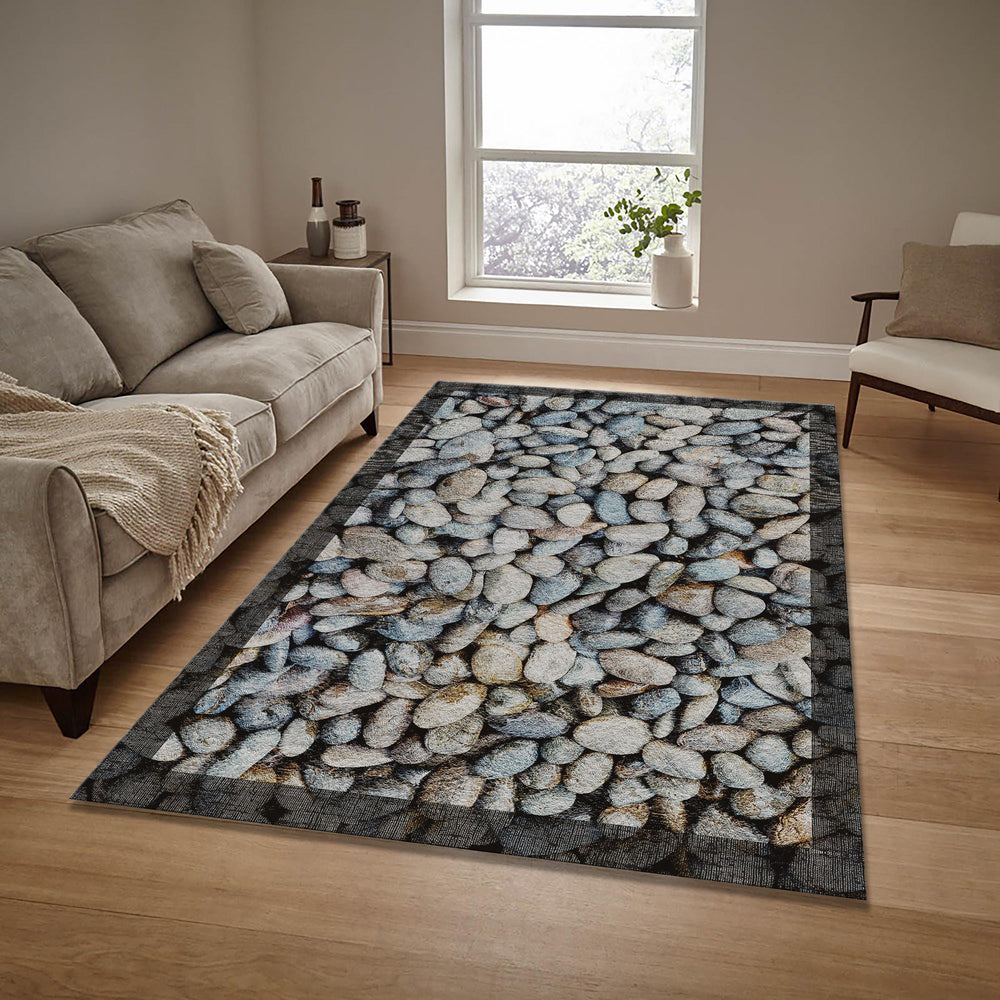Pebble Stone Print Rug: Modern Hallway, Living Room Decor